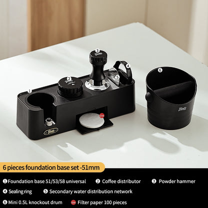 BINCOO Coffee Cloth Powder Dispenser Base 3-Piece Set Espresso Machine Handle Storage Base Powder Press Hammer Set 51MM/58MM