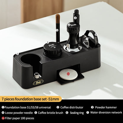 BINCOO Coffee Cloth Powder Dispenser Base 3-Piece Set Espresso Machine Handle Storage Base Powder Press Hammer Set 51MM/58MM