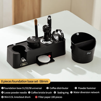 BINCOO Coffee Cloth Powder Dispenser Base 3-Piece Set Espresso Machine Handle Storage Base Powder Press Hammer Set 51MM/58MM