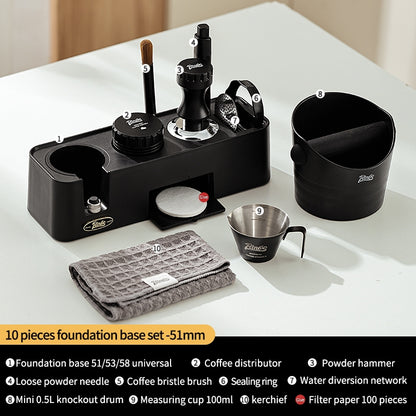 BINCOO Coffee Cloth Powder Dispenser Base 3-Piece Set Espresso Machine Handle Storage Base Powder Press Hammer Set 51MM/58MM