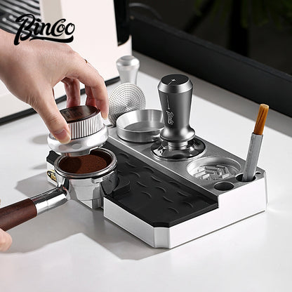 BINCOO Multi-functional Powder Press Handle Base Espresso Machine Cloth Powder Press Hammer Tamper Utensils Storage Set 51MM/58MM