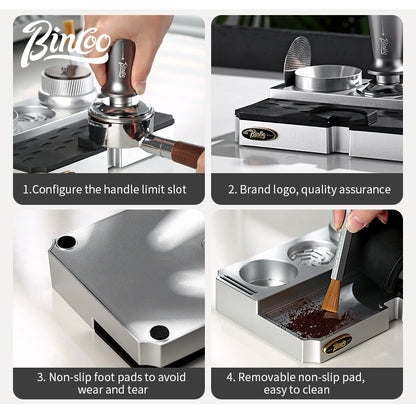 BINCOO Multi-functional Powder Press Handle Base Espresso Machine Cloth Powder Press Hammer Tamper Utensils Storage Set 51MM/58MM