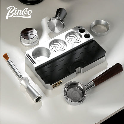 BINCOO Multi-functional Powder Press Handle Base Espresso Machine Cloth Powder Press Hammer Tamper Utensils Storage Set 51MM/58MM