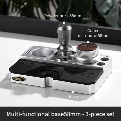 BINCOO Multi-functional Powder Press Handle Base Espresso Machine Cloth Powder Press Hammer Tamper Utensils Storage Set 51MM/58MM
