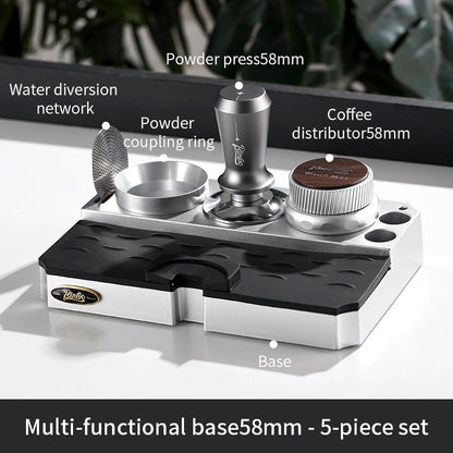 BINCOO Multi-functional Powder Press Handle Base Espresso Machine Cloth Powder Press Hammer Tamper Utensils Storage Set 51MM/58MM