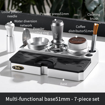 BINCOO Multi-functional Powder Press Handle Base Espresso Machine Cloth Powder Press Hammer Tamper Utensils Storage Set 51MM/58MM