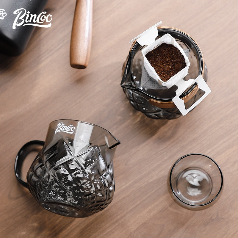BINCOO Glass Cold Brew Coffee Pot Home Sharing Pot Latte Ice Americano Cold Brew Pot Hand Brew Coffee Pot Set 400ML