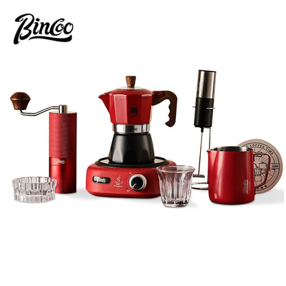 BINCOO Double Valve Moka Pot Coffee Maker with Electric Stove Home Espresso Pot Outdoor Mini Coffee Pot 2 Cups