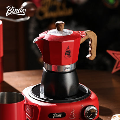 BINCOO Double Valve Moka Pot Coffee Maker with Electric Stove Home Espresso Pot Outdoor Mini Coffee Pot 2 Cups