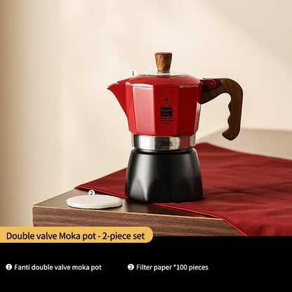 BINCOO Double Valve Moka Pot Coffee Maker with Electric Stove Home Espresso Pot Outdoor Mini Coffee Pot 2 Cups