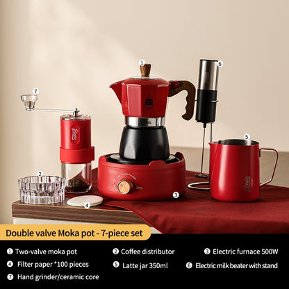 BINCOO Double Valve Moka Pot Coffee Maker with Electric Stove Home Espresso Pot Outdoor Mini Coffee Pot 2 Cups