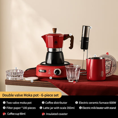 BINCOO Double Valve Moka Pot Coffee Maker with Electric Stove Home Espresso Pot Outdoor Mini Coffee Pot 2 Cups