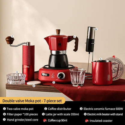 BINCOO Double Valve Moka Pot Coffee Maker with Electric Stove Home Espresso Pot Outdoor Mini Coffee Pot 2 Cups