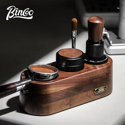 Bincoo All-in-one Espresso Coffee Tamping Station Set, Wooden Coffee Organizer with Tamper, Distributor, Knock Box, Milk Pitcher & Complete Barista Tools for Home Espresso Brewing