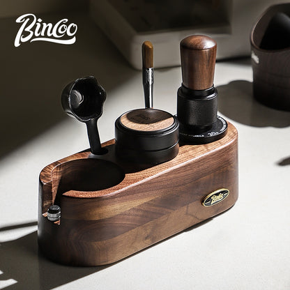 Bincoo All-in-one Espresso Coffee Tamping Station Set, Wooden Coffee Organizer with Tamper, Distributor, Knock Box, Milk Pitcher & Complete Barista Tools for Home Espresso Brewing