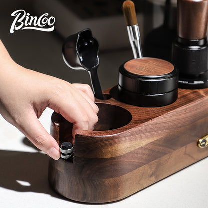 Bincoo All-in-one Espresso Coffee Tamping Station Set, Wooden Coffee Organizer with Tamper, Distributor, Knock Box, Milk Pitcher & Complete Barista Tools for Home Espresso Brewing