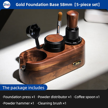 Bincoo All-in-one Espresso Coffee Tamping Station Set, Wooden Coffee Organizer with Tamper, Distributor, Knock Box, Milk Pitcher & Complete Barista Tools for Home Espresso Brewing