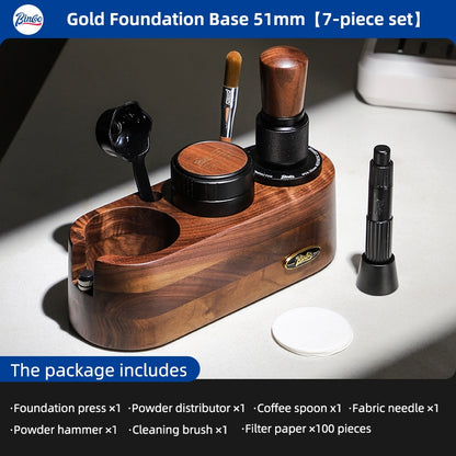 Bincoo All-in-one Espresso Coffee Tamping Station Set, Wooden Coffee Organizer with Tamper, Distributor, Knock Box, Milk Pitcher & Complete Barista Tools for Home Espresso Brewing