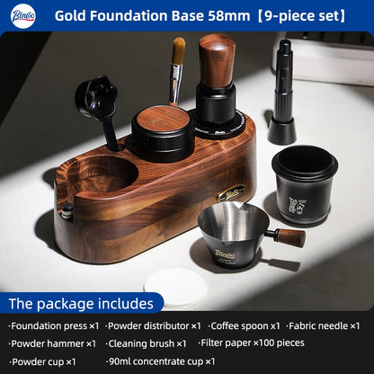 Bincoo All-in-one Espresso Coffee Tamping Station Set, Wooden Coffee Organizer with Tamper, Distributor, Knock Box, Milk Pitcher & Complete Barista Tools for Home Espresso Brewing