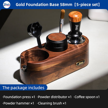Bincoo All-in-one Espresso Coffee Tamping Station Set, Wooden Coffee Organizer with Tamper, Distributor, Knock Box, Milk Pitcher & Complete Barista Tools for Home Espresso Brewing