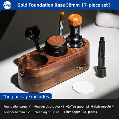 Bincoo All-in-one Espresso Coffee Tamping Station Set, Wooden Coffee Organizer with Tamper, Distributor, Knock Box, Milk Pitcher & Complete Barista Tools for Home Espresso Brewing