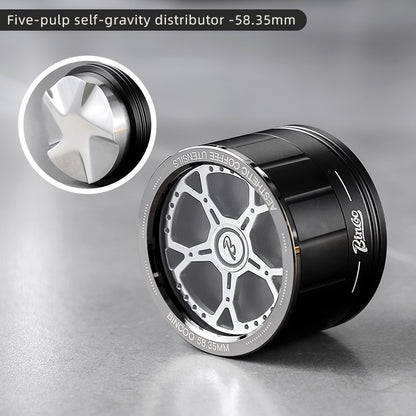 BINCOO Self-gravity Cloth Powder Distributor Adjustment-free Adaptive Coffee Powder Distributor Three Oars and Five Oars only for 58MM