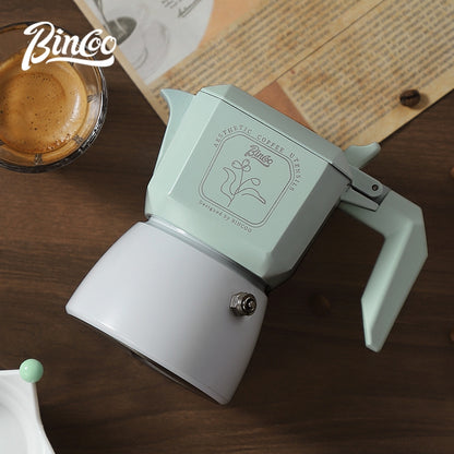 BINCOO Double Valve Moka Pot Macaroon Color Espresso Pot Set Small Household Extraction Coffee Pot Apparatus 2Cups