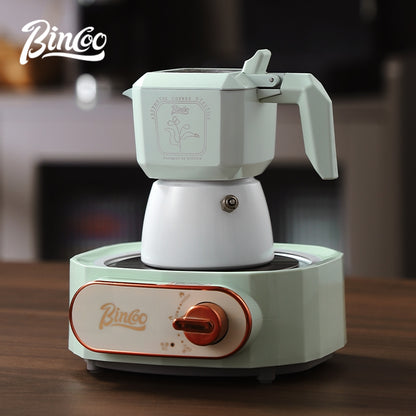 BINCOO Double Valve Moka Pot Macaroon Color Espresso Pot Set Small Household Extraction Coffee Pot Apparatus 2Cups