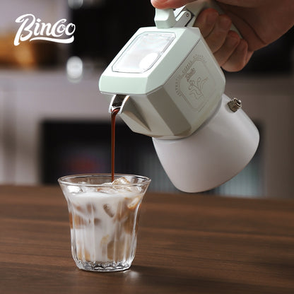 BINCOO Double Valve Moka Pot Macaroon Color Espresso Pot Set Small Household Extraction Coffee Pot Apparatus 2Cups