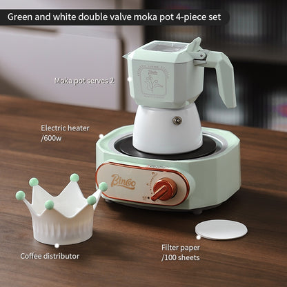 BINCOO Double Valve Moka Pot Macaroon Color Espresso Pot Set Small Household Extraction Coffee Pot Apparatus 2Cups