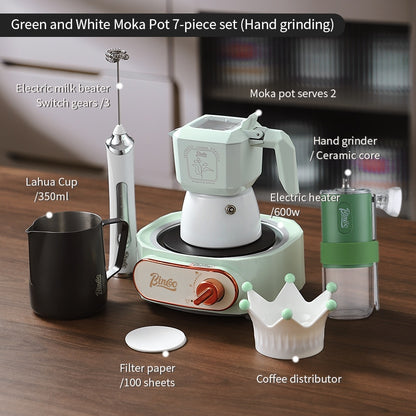 BINCOO Double Valve Moka Pot Macaroon Color Espresso Pot Set Small Household Extraction Coffee Pot Apparatus 2Cups