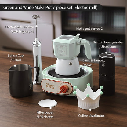 BINCOO Double Valve Moka Pot Macaroon Color Espresso Pot Set Small Household Extraction Coffee Pot Apparatus 2Cups