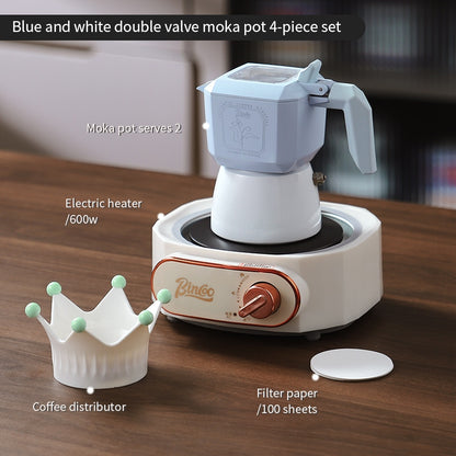 BINCOO Double Valve Moka Pot Macaroon Color Espresso Pot Set Small Household Extraction Coffee Pot Apparatus 2Cups