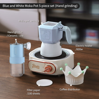 BINCOO Double Valve Moka Pot Macaroon Color Espresso Pot Set Small Household Extraction Coffee Pot Apparatus 2Cups