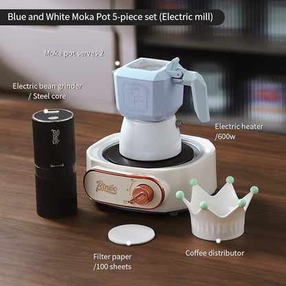 BINCOO Double Valve Moka Pot Macaroon Color Espresso Pot Set Small Household Extraction Coffee Pot Apparatus 2Cups