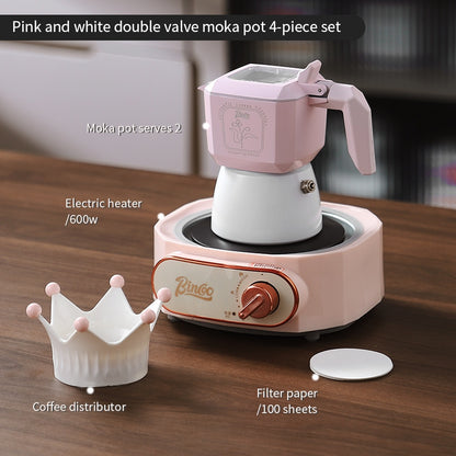 BINCOO Double Valve Moka Pot Macaroon Color Espresso Pot Set Small Household Extraction Coffee Pot Apparatus 2Cups
