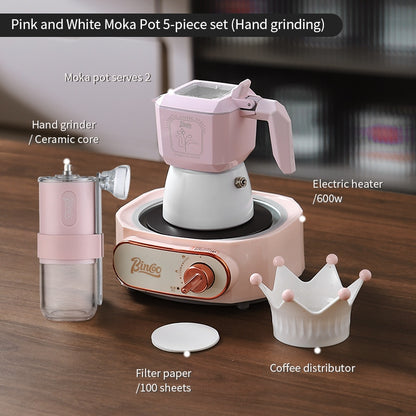 BINCOO Double Valve Moka Pot Macaroon Color Espresso Pot Set Small Household Extraction Coffee Pot Apparatus 2Cups