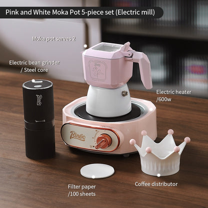 BINCOO Double Valve Moka Pot Macaroon Color Espresso Pot Set Small Household Extraction Coffee Pot Apparatus 2Cups