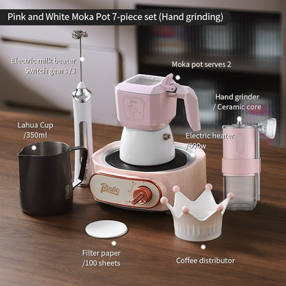 BINCOO Double Valve Moka Pot Macaroon Color Espresso Pot Set Small Household Extraction Coffee Pot Apparatus 2Cups