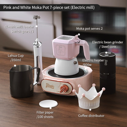BINCOO Double Valve Moka Pot Macaroon Color Espresso Pot Set Small Household Extraction Coffee Pot Apparatus 2Cups