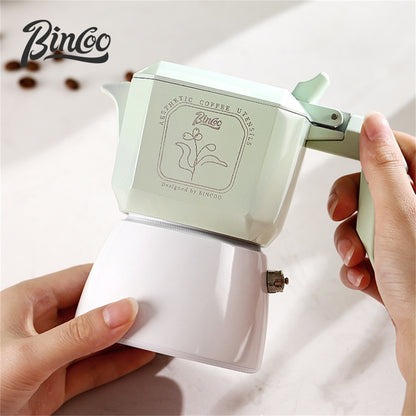 BINCOO Dual-valve Moka Pot Home Brewing Coffee Pot with Electric Potter Extractor Espresso Coffee Pot Coffee Utensils Set 2Cups