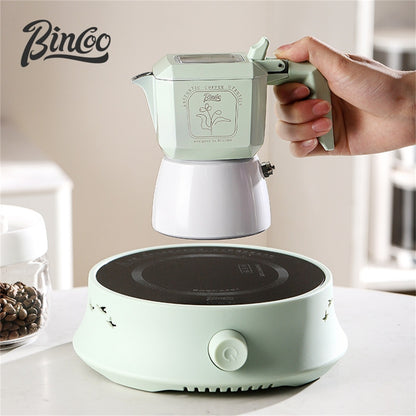 BINCOO Dual-valve Moka Pot Home Brewing Coffee Pot with Electric Potter Extractor Espresso Coffee Pot Coffee Utensils Set 2Cups