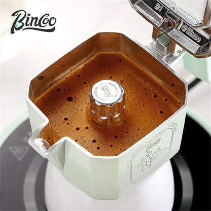 BINCOO Dual-valve Moka Pot Home Brewing Coffee Pot with Electric Potter Extractor Espresso Coffee Pot Coffee Utensils Set 2Cups