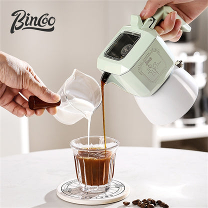 BINCOO Dual-valve Moka Pot Home Brewing Coffee Pot with Electric Potter Extractor Espresso Coffee Pot Coffee Utensils Set 2Cups