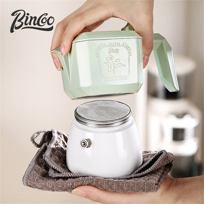 BINCOO Dual-valve Moka Pot Home Brewing Coffee Pot with Electric Potter Extractor Espresso Coffee Pot Coffee Utensils Set 2Cups
