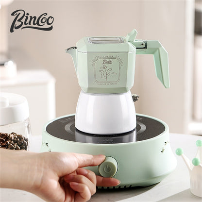 BINCOO Dual-valve Moka Pot Home Brewing Coffee Pot with Electric Potter Extractor Espresso Coffee Pot Coffee Utensils Set 2Cups