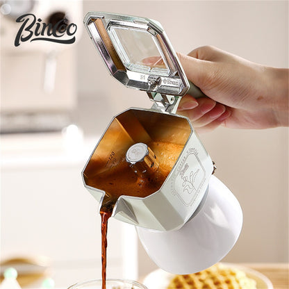 BINCOO Dual-valve Moka Pot Home Brewing Coffee Pot with Electric Potter Extractor Espresso Coffee Pot Coffee Utensils Set 2Cups