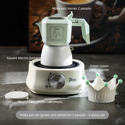 BINCOO Dual-valve Moka Pot Home Brewing Coffee Pot with Electric Potter Extractor Espresso Coffee Pot Coffee Utensils Set 2Cups