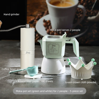 BINCOO Dual-valve Moka Pot Home Brewing Coffee Pot with Electric Potter Extractor Espresso Coffee Pot Coffee Utensils Set 2Cups
