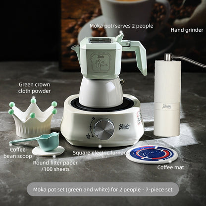 BINCOO Dual-valve Moka Pot Home Brewing Coffee Pot with Electric Potter Extractor Espresso Coffee Pot Coffee Utensils Set 2Cups